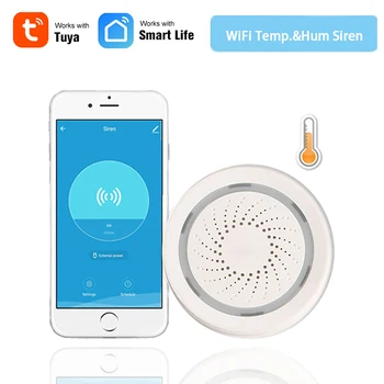 

Smart Wireless 2.4GHz WiFi Siren Alarm Sensor,Build-in Temp. and Hum. Sensor,Tuya Smart Life Free APP compatible IOS & Android