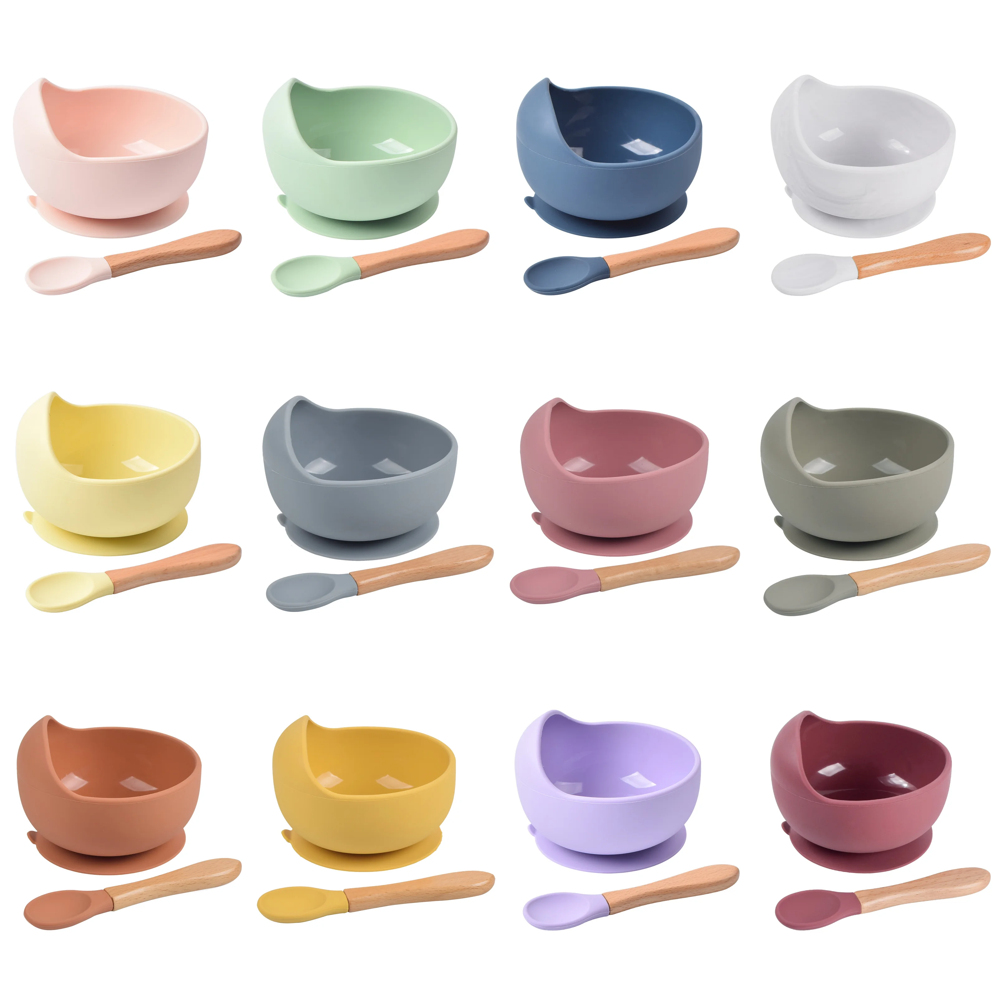 Juego de cuencos de silicona para alimentación de bebé, accesorios de vajilla portátil, sin BPA, a prueba de agua, 28 colores