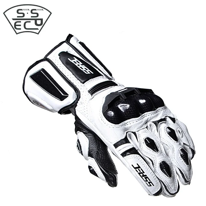 Moto rcycle перчатки кожаные мужские s полный палец guantes moto Зимние перчатки для катания moto rcross Велоспорт мужские wo мужчины ATV moto bike перчатки - Цвет: White