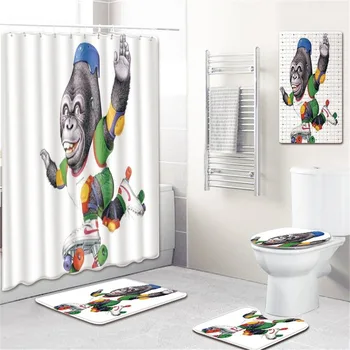 

Bathroom Mat Thick Shower Curtain Non-Slip PVC Mat Bath Mat Bathroom Door Absorbent Carpet Five-Piece Set Spot