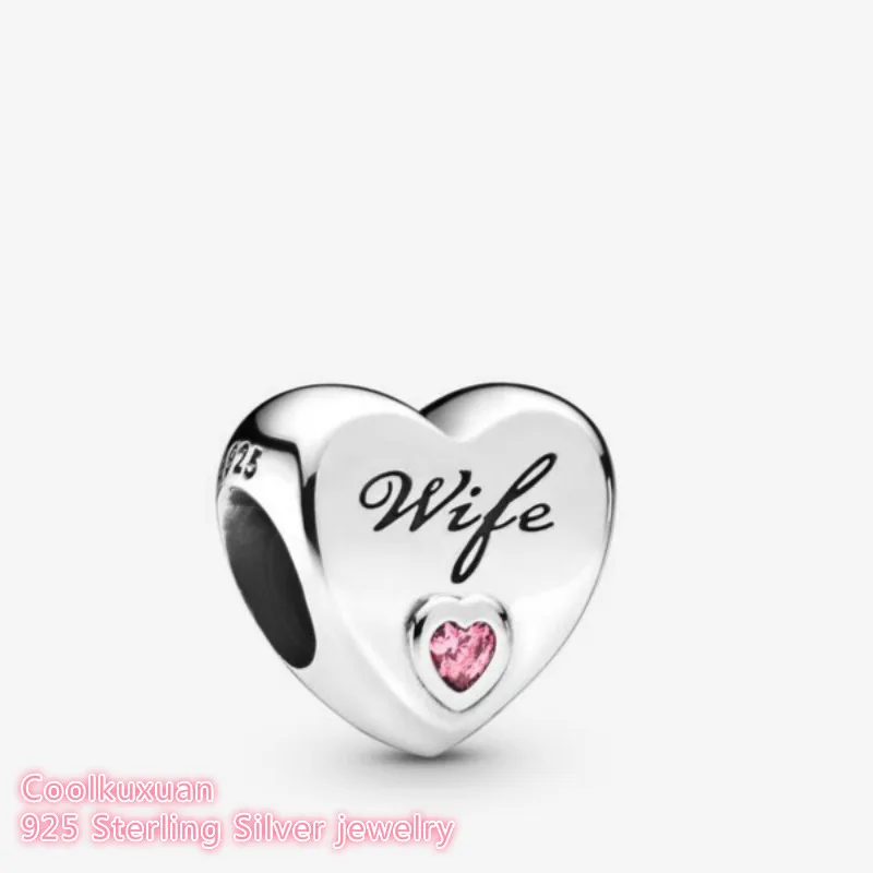 

Autumn 100% 925 Sterling Silver Wife Love Heart Charm beads Fits Original Pandora bracelets Jewelry Making