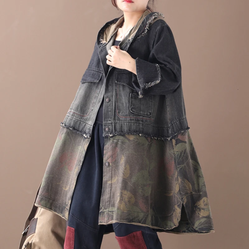 Max LuLu Осенняя модная одежда женская панк уличная Женская Лоскутная джинсовая куртка с капюшоном винтажные ветровки с принтом