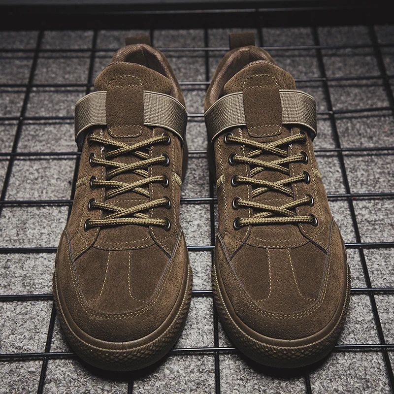 

New Autumn Canvas Shoes Men High Comfortable Non-Slip Track Field Shoes Sports Outdoor Durable Vulcanized Sneakers Brown Size