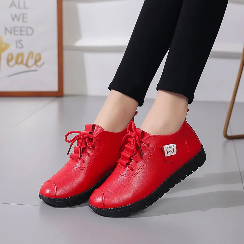 

2019 New Style Trend of Fashion WOMEN'S PU Shoes Comfortable Soft Bottom Casual Outdoor round-Toe Flat Top Shoes