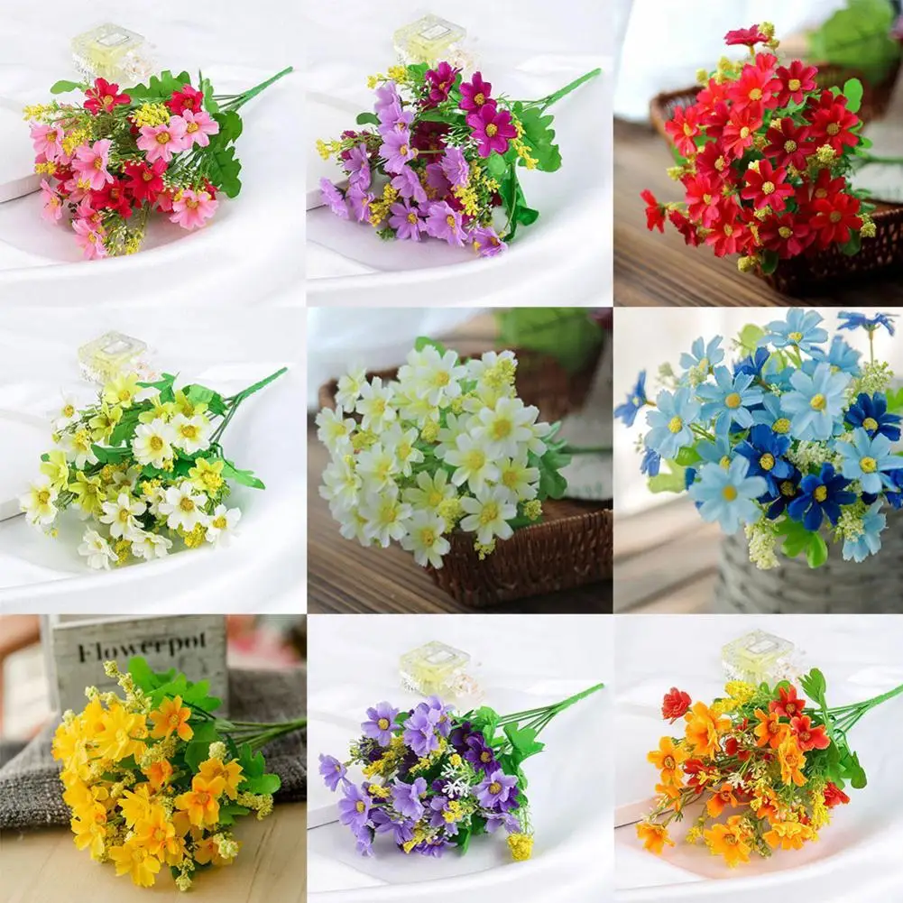 28Head Artificial Silk Flowers Bunch Daisy Wedding Home Grave Bouquet Outdoor ` 28Head Artificial Silk Flowers Bunch Daisy Wedding Home Grave Bouquet Outdoor `