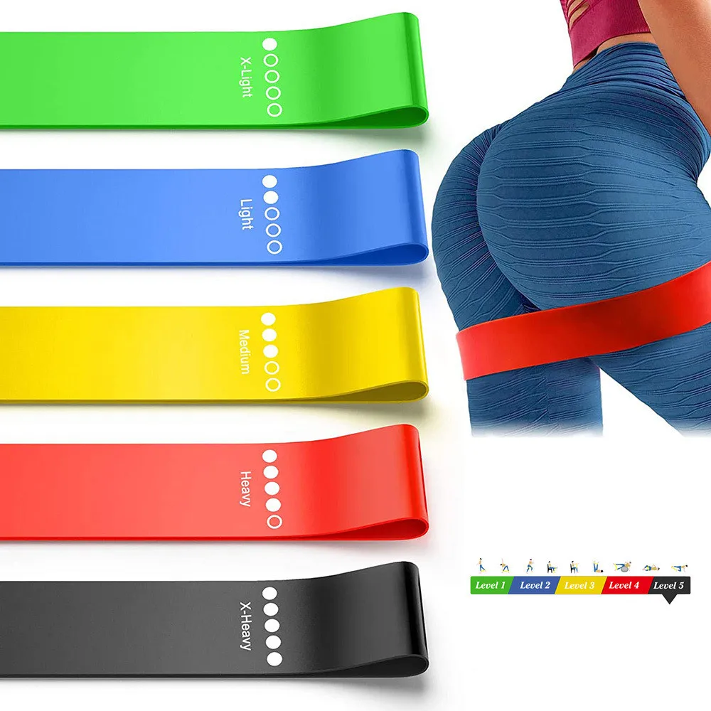  5 Level Yoga Resistance Rubber Bands Fitness Bodybuilding Elastic Bands Expander Pilates Sports Training Crossfit Gym Equipment 