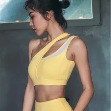 Русалочка кривая один плечевой ремень женский лоскутный спортивный бюстгальтер полые Йога бюстгальтер пуш-ап тренажерный зал Quakeproof бюстгальтер для фитнеса