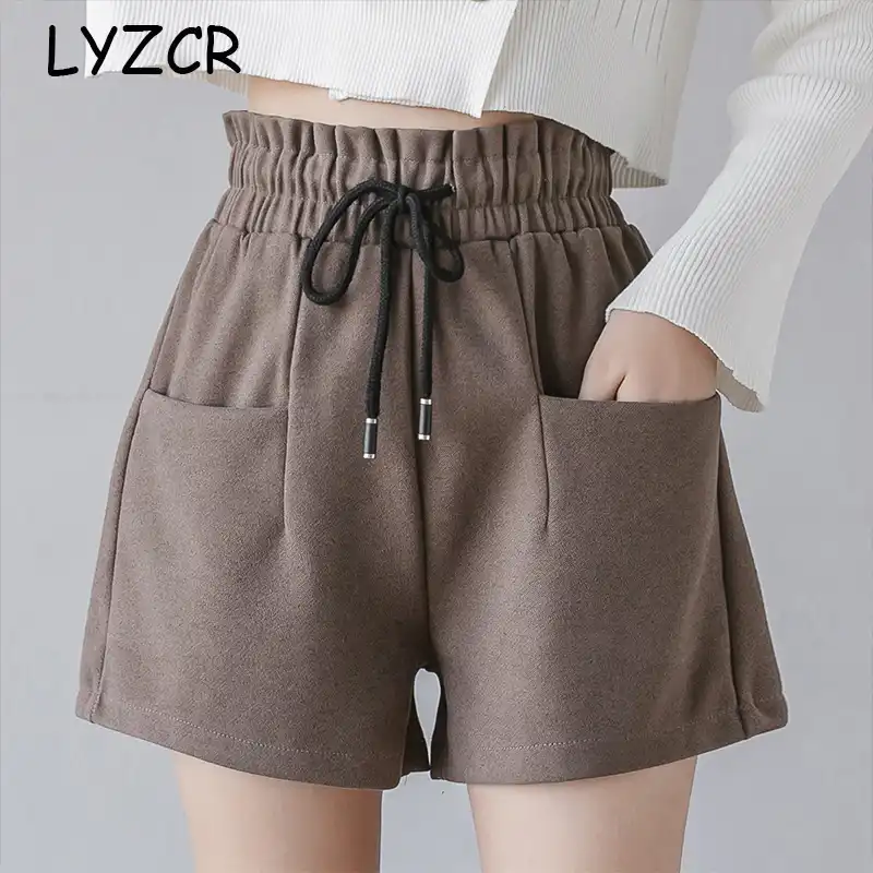 Women Winter Shorts Loose Women S High Waist Shorts Winter Thick Plus Size Shorts For Women Pocket Warm Shorts Black Shorts Aliexpress