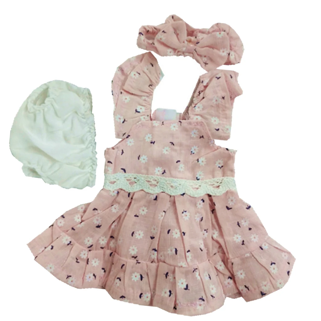 Adorable Dress Underwear Bowknot Headband for 10-11 inch Reborn Baby Girl Dolls Clothes, Party Wear