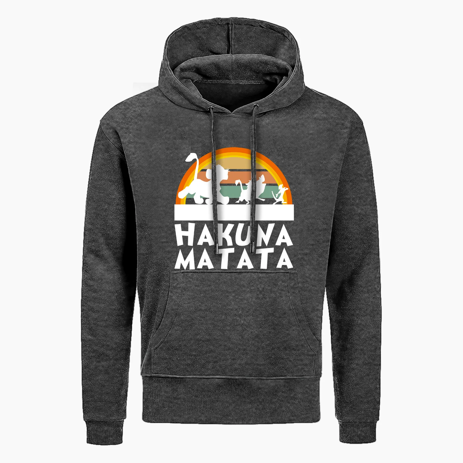 Hakuna Matata Fleece Hoodies Men Casual Fleece Lion King Sweatshirt Mens Fashion Harajuku Pullover Animal Kingdom Men