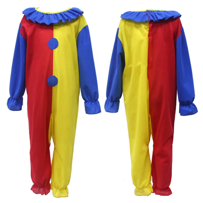 

free shipping clown jumpsuit costume for children halloween clown costume kids funny costume themes
