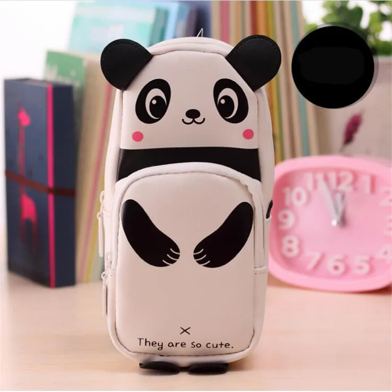 White Новинка Kawaii Панда и кролик на молнии кисти для макияжа сумка Карандаш сумка PU водонепроницаемый чехол для карандашей косметичка подарок для детей, канцелярские принадлежности - Цвет: White