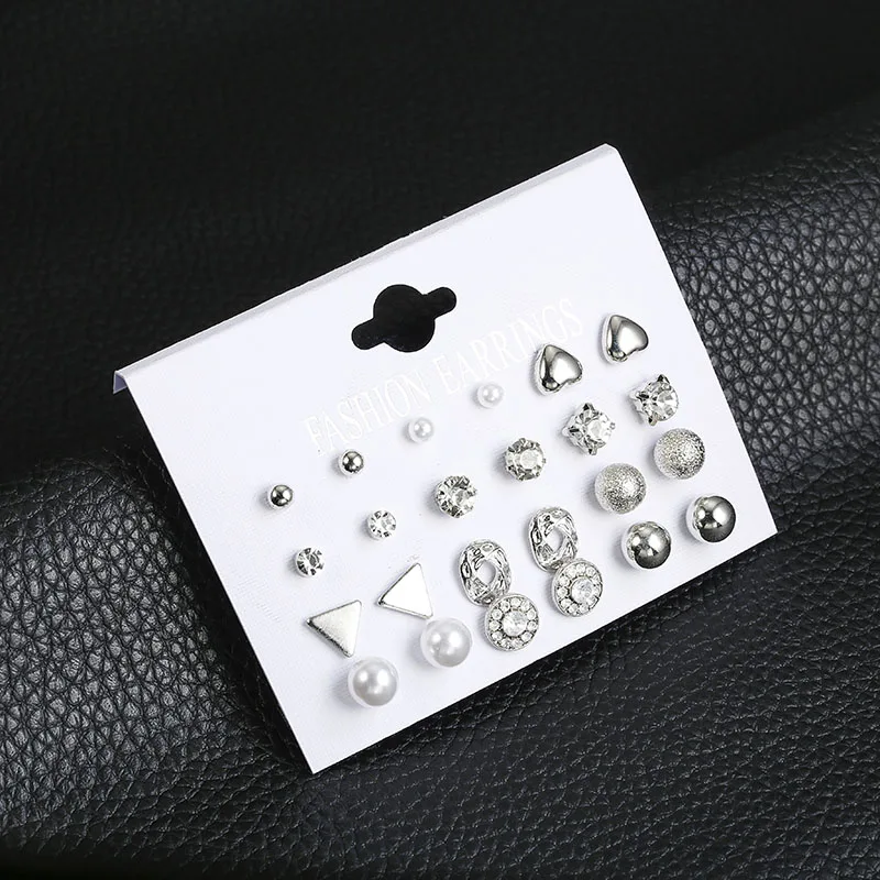 Новейший Классический ювелирный набор, черная белая серьга с искусственным жемчугом, Маленькие стразы, серьги-гвоздики для женщин - Окраска металла: ez130yin