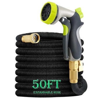 

50Ft Garden Hose, All New Expandable Water Hose Set With Double Latex Core,3/4 Solid Fittings, Extra Strength Fabric, Flexible E