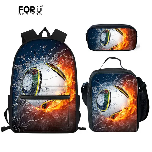 FORUDESIGNS/школьный в комплекте с набором подходящих сумок для детей 3 шт./компл. книга сумки на плечо 3D в форме мяча узор Детский рюкзак большой школьный рюкзак для мальчиков Mochila - Цвет: H6059Z58GK