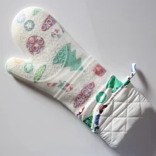 Рукавица из прозрачного силикона, Рождественская печь Ultralong с рождественской печатью, хлопковая подкладка, термостойкие рождественские кухонные прихватки для духовки