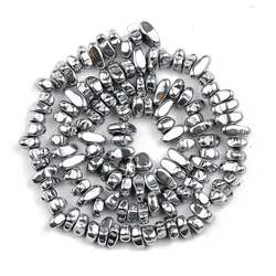 Gold - Toned Hematite Irregular Gravel Natural Stone Beads, 15'' Loose Spacer Beads for DIY Jewelry and Bracelet Making (White K)