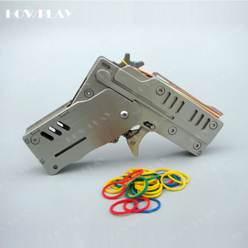 Howsports ゴムバンド銃金属武器のおもちゃの銃折りたたみ 6 バースト弾丸シュートピストル少年おもちゃギフト腕工芸品家族ゲーム アウトドア ツール Aliexpress