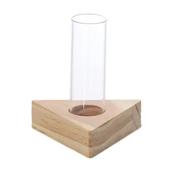 

Hydroponic Plant Vases Vintage Flower Pot Transparent Vase Wooden Frame Glass Tabletop Plants Home Decoration