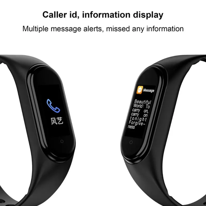 

M4 Colorful Screen Smart Bracelet Heart Rate Blood Pressure Sleep Monitoring Fitness Tracker USB Direct Charging Health Sports W