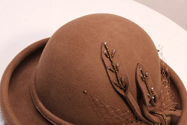 Шикарная шляпа-федора с цветком груши для женщин, для вечеринок, для девушек, элегантная фетровая Кепка, Женская мода, австралийские шерстяные шляпы