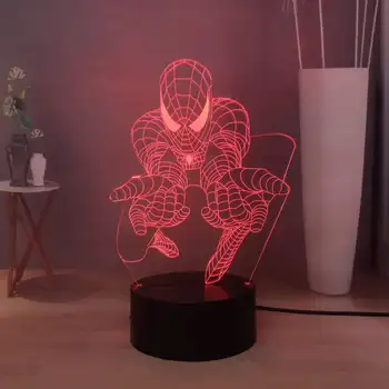 

New 3D LED 7 Color Change Cool Marvel Spider Man House LED DEC Baby Sleep USB Night Table Light Kids Boy Toy Gift Drop Shipping