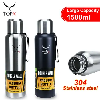 

1500ml Large Capacity Stainless Steel Thermos Portable Vacuum Flasks Bottle Outdoor Insulated Tumbler With Cup Sets термокружка