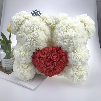 

2020Hot Sale 25x30cm Bear of Roses Artificial Flowers Home Wedding Festival DIY Cheap Wedding Decoration Gift Box Wreath Crafts