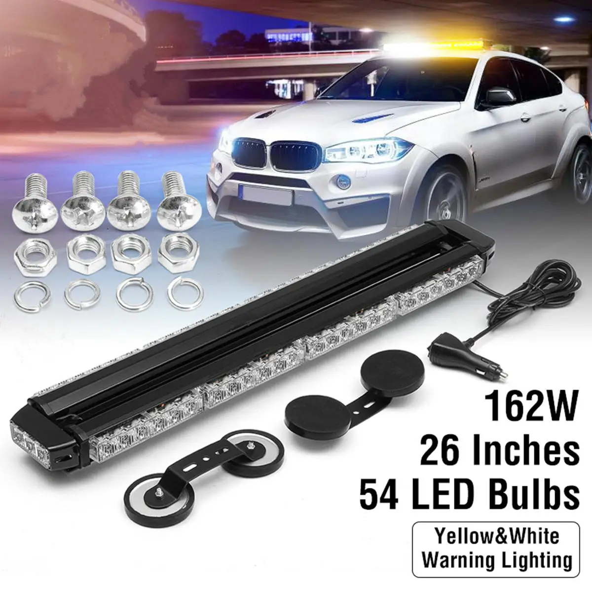 

Audew 12V Car Led Work Light Yellow/White 54 LED Strobe Daytime Running Spotlight Flashing Warning Headlights Off Road Led Bar