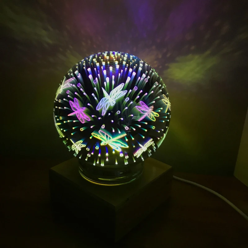 Рождественский Декор USB перезаряжаемая красочная Звездная Сфера 3D лампа в форме стеклянного глобуса светящийся ночник шар лампа для Декор для детской спальни - Цвет: 3