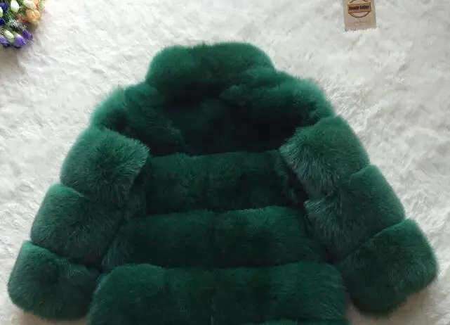 RFC018 green Fandy lokar шуба из натурального Лисьего меха Женское зимнее плотное меховое пальто Настоящая лисица Меховая куртка верхняя одежда женский Дамский стоячий воротник жакет из меха - Цвет: RFC018 green