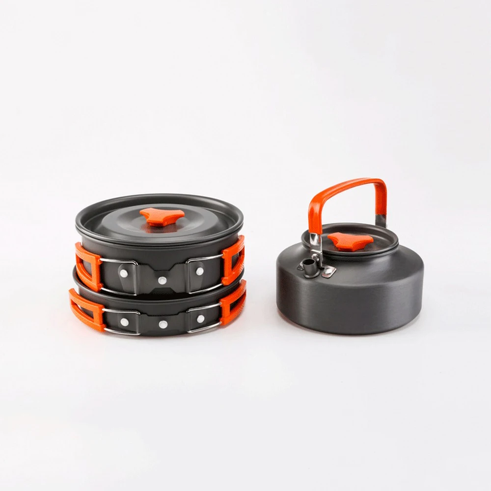 Походный набор посуды, легкая по весу кастрюля, кастрюля, чайник, вилка, нож, ложка, набор для альпинизма, походов на открытом воздухе и пикника