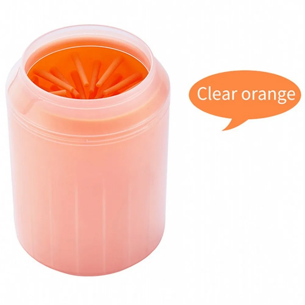 Clear Orange Новое приспособление для очистки лап-чашки Мягкие силиконовые расчески очиститель лап для домашних животных щетка для чистки лап быстрая стирка грязного кота ведро для уборки ног - Цвет: Clear Orange