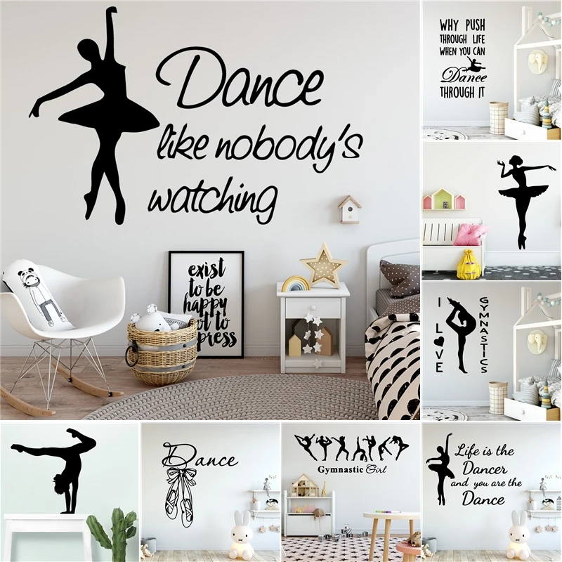 Classic 5 gymnastique motif danse Wall Sticker Home Decor PVC Wall Art Decals 