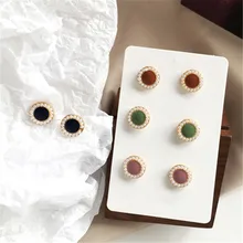 Милые романтичные серьги, ювелирные украшения, модные круглые жемчужные серьги-гвоздики классические винтажные маленькие Сережки для женщин