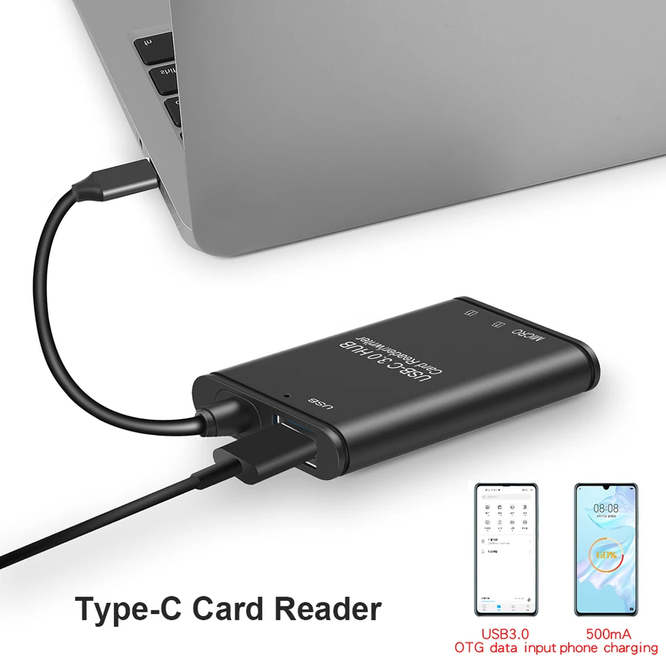 USB C Hub Memory Card Reader OTG Adapter