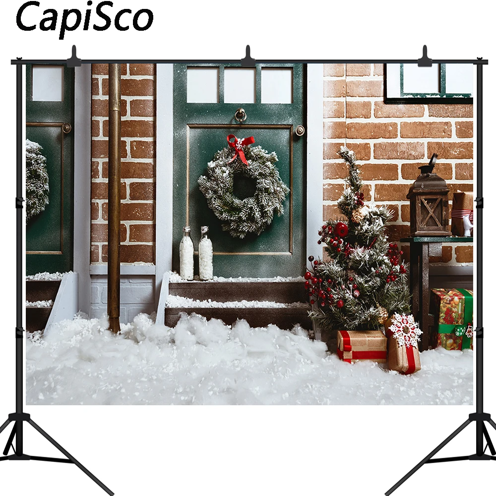 

Capisco backgrounds for photo studio Vintage Brick Wall Door Christmas Child Snow photography backdrops newborn fantasy props