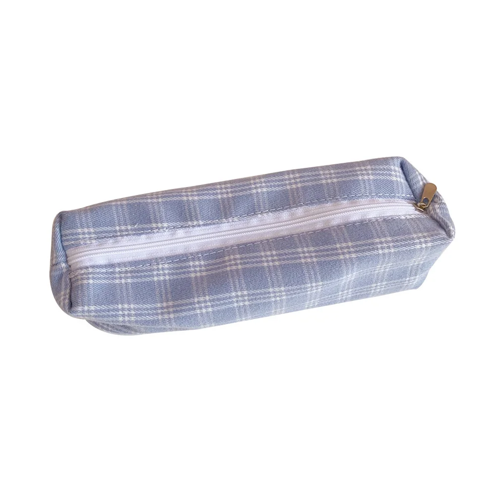 Sweet And Lovely Plaid Pattern Pencil Case Kawaii Pencil Bag Funny Pencilcase Cartoon Students School Supplies Cute Stationery