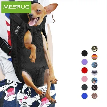 

MESNUG Adjustable Dog Backpack Kangaroo Breathable Front Puppy Dog Carrier Bag Pet Carrying Travel Legs Out, Easy-Fit 6 Colors