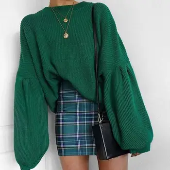 

Winter Lantern Long Sleeve Knitwear Cardigan Women Smooth Knitted Sweater Pocket Design Cardigan Female Jumper Coat White