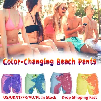 

Color-changing Beach Shorts Men Quick Dry Swimwear Beach Pants Swimsuit Swim Trunks Summer Bathing Beach Wear Surf Boxer Brie