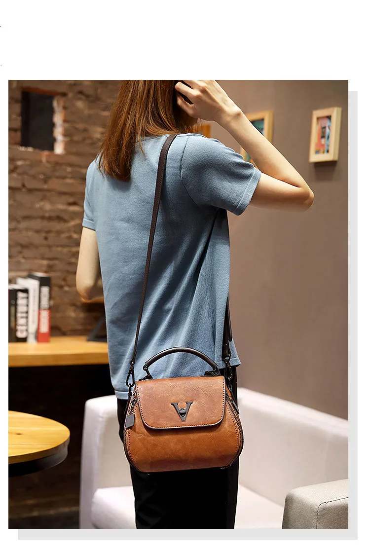 Cow Leather Women Shoulder Bags 2021 Solid Color Crossbody Messenger Purse Retro Top-Handle Bag Tote Shopping Handbags