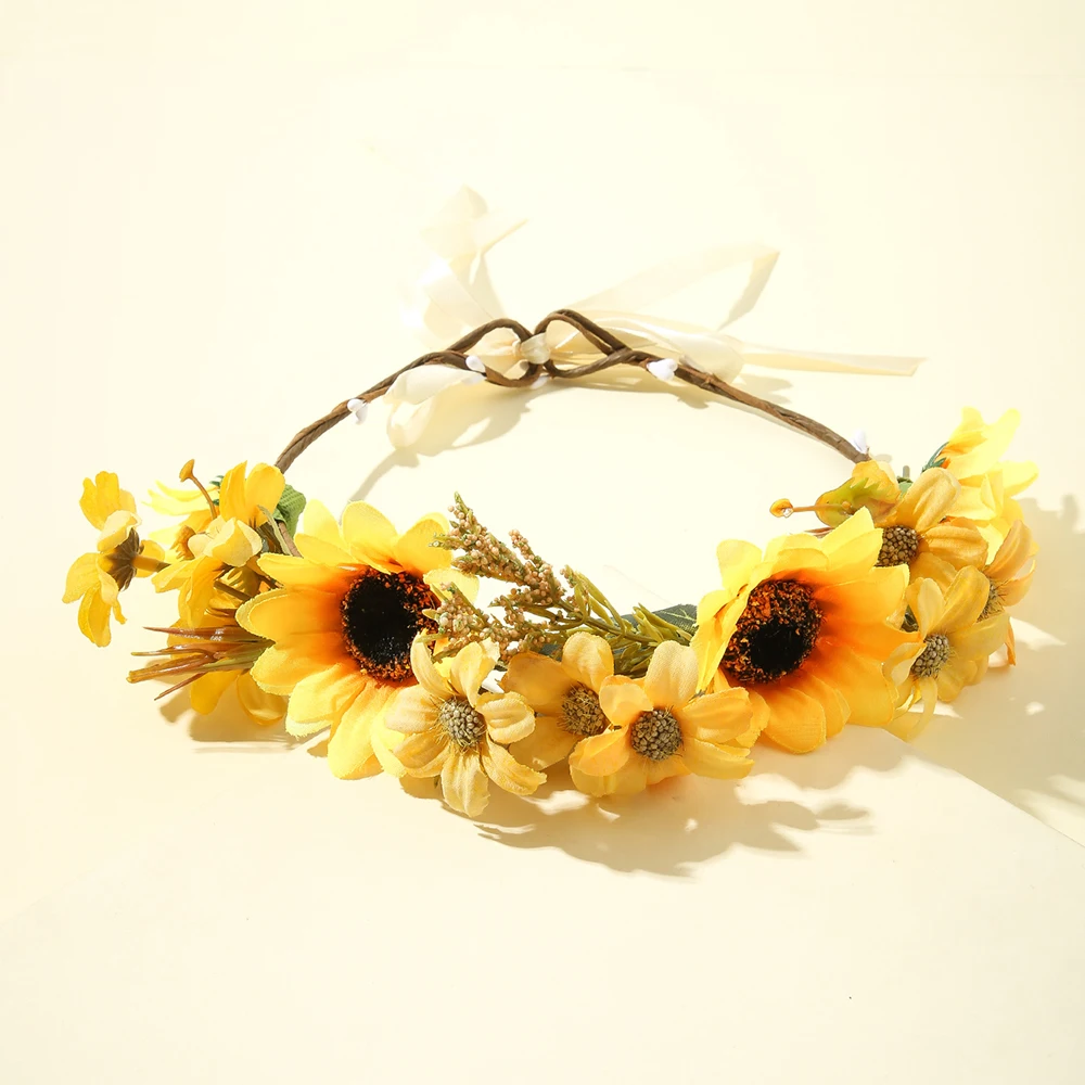 Sunflower Crown Headdress Bridesmaid Flower Accessory Wedding