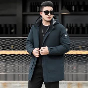 

Men Medium Length Money Lian Hat Cotton-padded Jacket Season Tide Plus Fat plus Loose Leisure Jacket Male Size Male