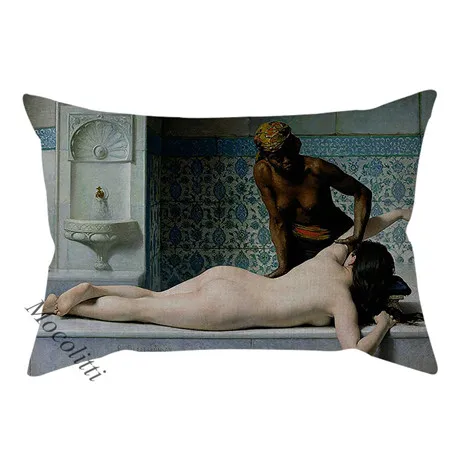 Sexy Handmaidens Ancient Rome Oil Painting Art Decoration Sofa Throw Pillow Cover Vintage Sexy Woman Pattern Linen Cushion Cover M176-8