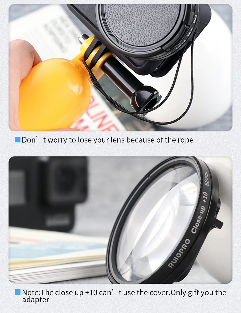 Для Gopro 5/6/7 фильтр 52 мм крупным планом+ 10 макро объектив переходное кольцо для Hero 5 6 7 черный magniphying фотография стекло аксессуары