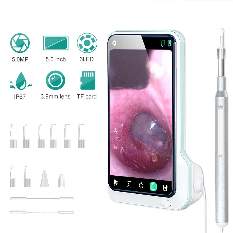 Цифровая камера эндоскоп 3 9 мм сенсорный экран 5 Мп Otoscope HD дюймов Ушная ложка мини
