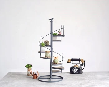 

Retro Simple Iron Stair-Shaped Flower Stand Wall Pot Miniature Garden Shelving Nordic Rack Storage Xemil Home Decor BY50ZS