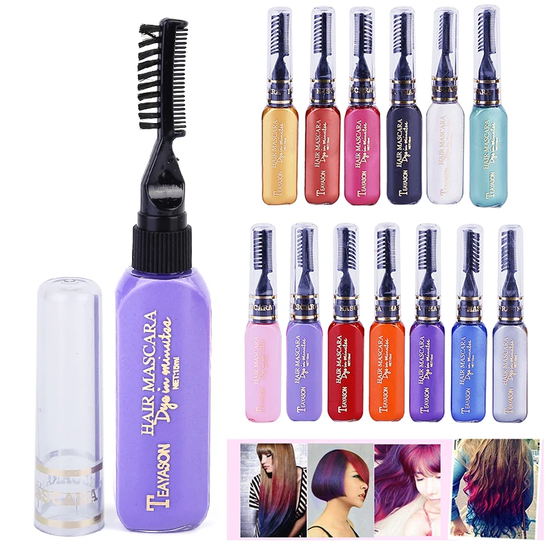 12Color Professional Fashion Disposable Dye Hair Mascara Brush Easy Coloring Quick-Drying Personal Salon Use mini TSLM2 | Красота и
