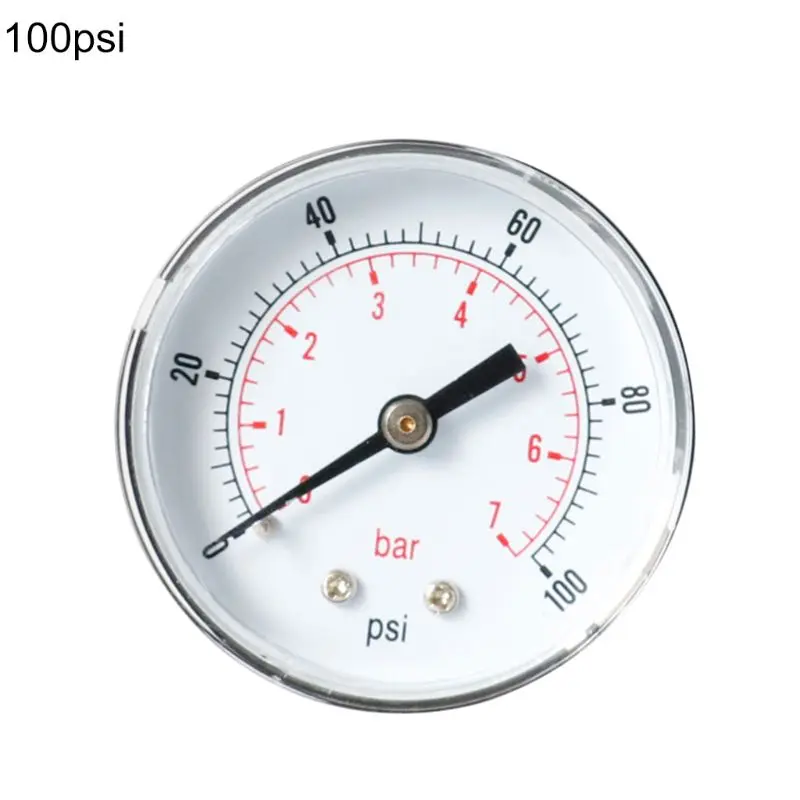 100psi Манометр 52 мм Циферблат 1/" BSPT горизонтальный 0/15, 30, 60,100, 160300 PSI& Bar - Цвет: 100psi
